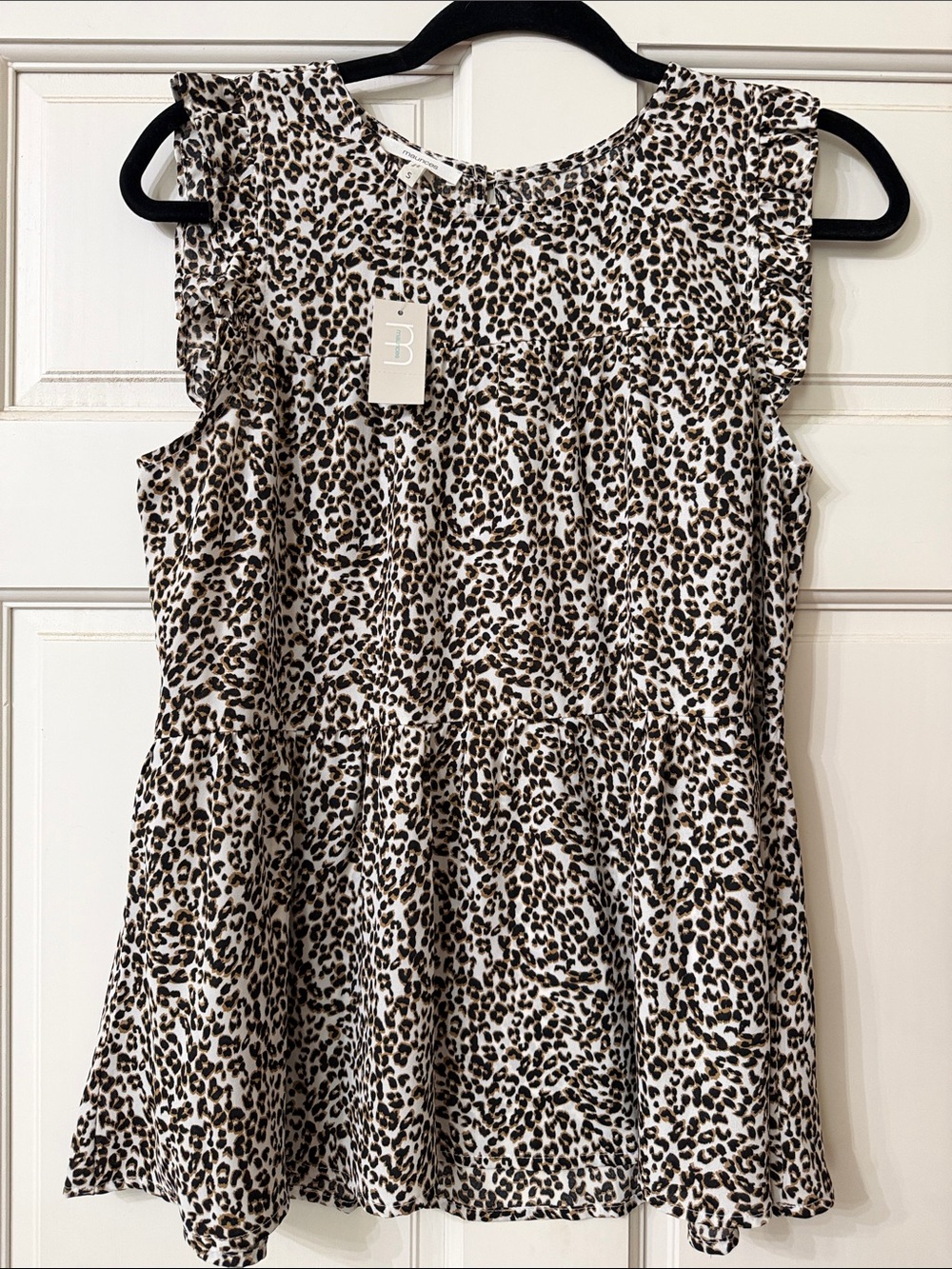 Maurices Cream Leopard Print Ruffle Sleeve Tunic